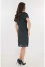 Rochie eleganta bleumarin cu voaluri suprapuse si cerculete aurii