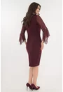 Rochie eleganta bordo cu maneci din tull si paiete