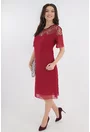 Rochie eleganta bordo din voal si dantela
