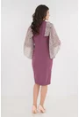 Rochie eleganta lila cu maneci din voal imprimat