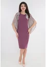 Rochie eleganta lila cu maneci din voal imprimat
