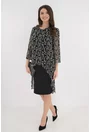 Rochie eleganta neagra cu imprimeu abstract si aspect suprapus