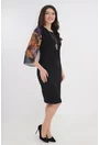 Rochie eleganta neagra cu maneci din voal imprimat