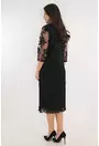 Rochie eleganta neagra din voal plisat si dantela cu glitter