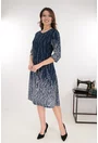 Rochie evazata bleumarin cu buline albe la tiv
