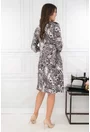 Rochie evazata cu imprimeu abstract gri-bej