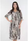 Rochie evazata din voal cu print abstract multicolor
