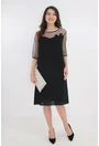 Rochie evazata din voal negru si dantela fina