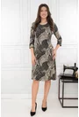 Rochie evazata neagra cu animalprint bej