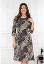 Rochie evazata neagra cu animalprint bej