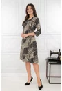Rochie evazata neagra cu animalprint bej
