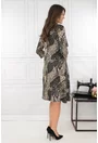 Rochie evazata neagra cu animalprint bej