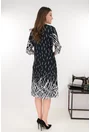 Rochie evazata neagra cu imprimeu geometric in degrade