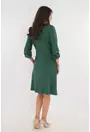 Rochie evazata verde cu maneci bufante si perlute