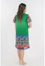 Rochie lejera din voal verde cu bordura multicolor