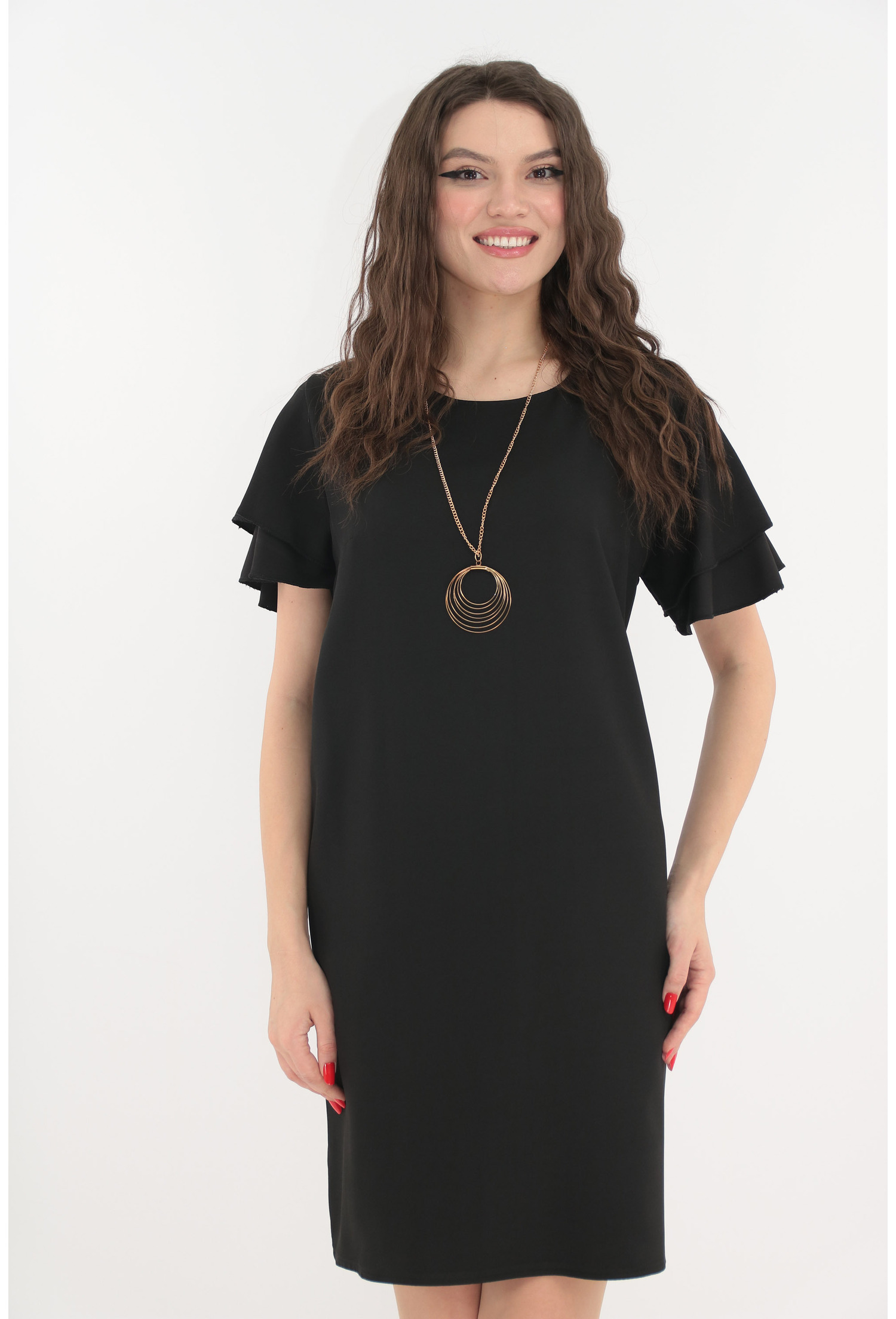 Rochie lejera neagra cu lantisor - Rochii-Dama.ro