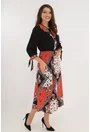 Rochie lejera neagra cu print geometric caramiziu