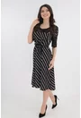 Rochie neagra cu dungi si dantela fina