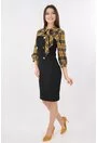Rochie neagra cu nasturi aurii si funda