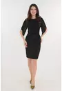Rochie neagra de ocazie cu maneci din voal si fir stralucitor