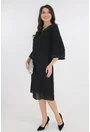 Rochie neagra din voal accesorizata cu insertii argintii
