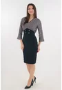 Rochie office bleumarin cu imprimeu in carouri