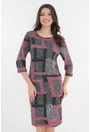 Rochie office cu imprimeu geometric roz-negru