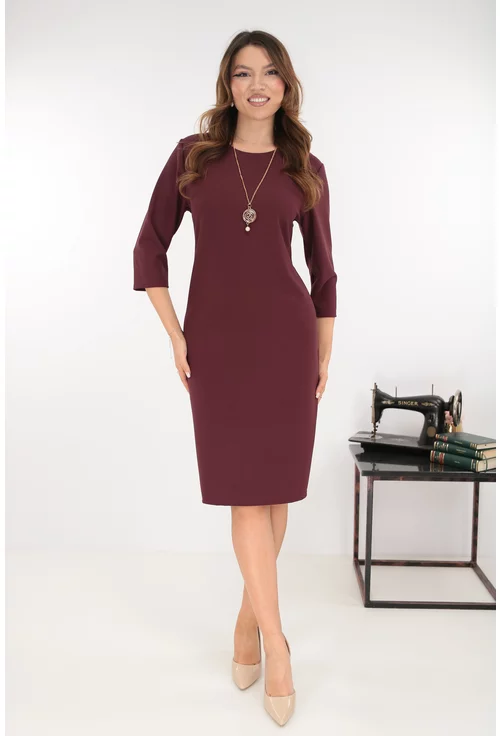 Rochie office grena accesorizata cu lantisor