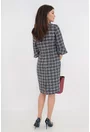 Rochie office gri in carouri fine rosii