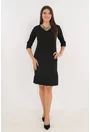 Rochie office neagra cu volan plisat la tiv