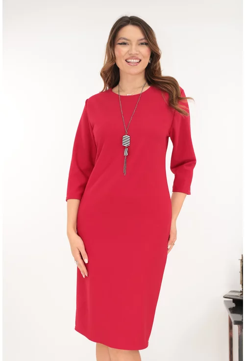 Rochie office rosie accesorizata cu lantisor