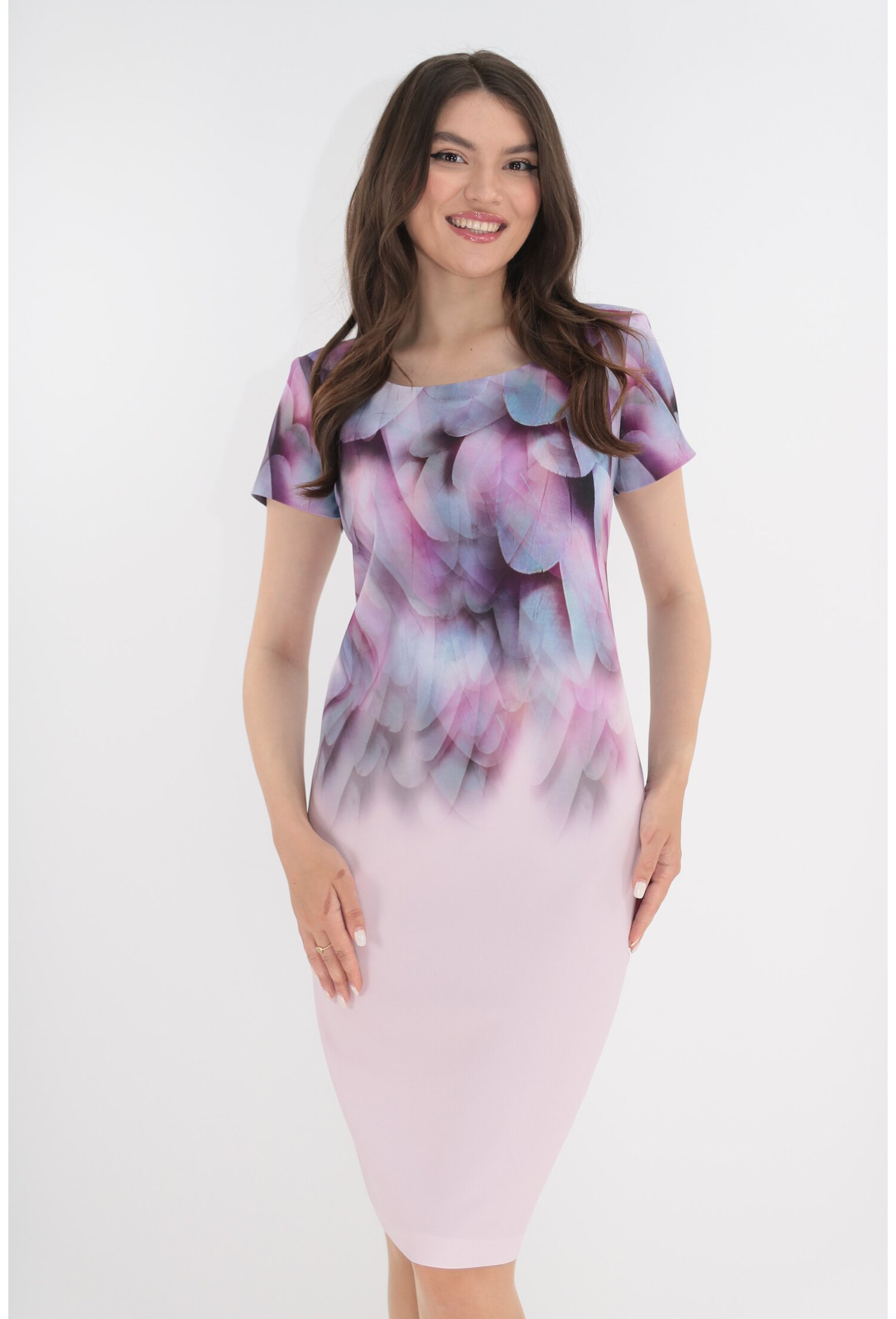 Rochie Roz Cu Imprimeu In Degrade