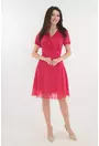 Rochie roz-grenadine de ocazie cu bust petrecut si glitter discret