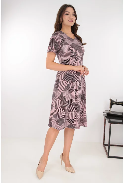 Rochie roz in clini cu dungi negre