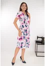 Rochie roz in clini cu flori albastre