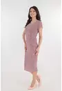 Rochie roz-pudra de ocazie cu fir stralucitor