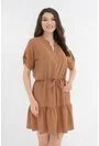 Rochie uni camel cu volane