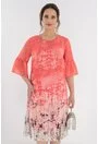 Rochie vaporoasa din voal cu desen bordurat animal print corai