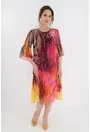 Rochie vaporoasa din voal cu desen bordurat animal print fucsia