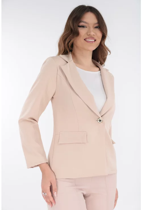 Sacou bej clasic din stofa elastica