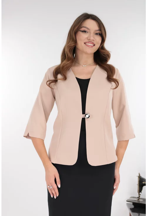 Sacou bej din stofa elastica