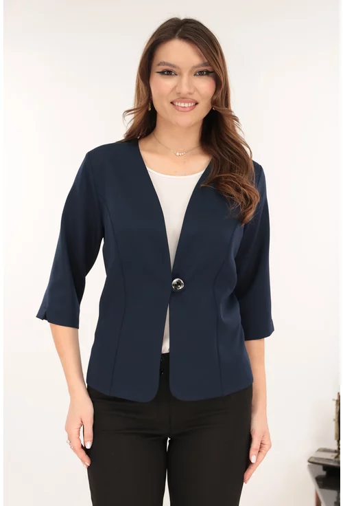 Sacou bleumarin din stofa elastica