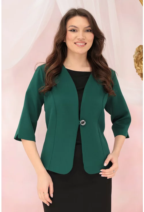 Sacou verde-smarald din stofa elastica
