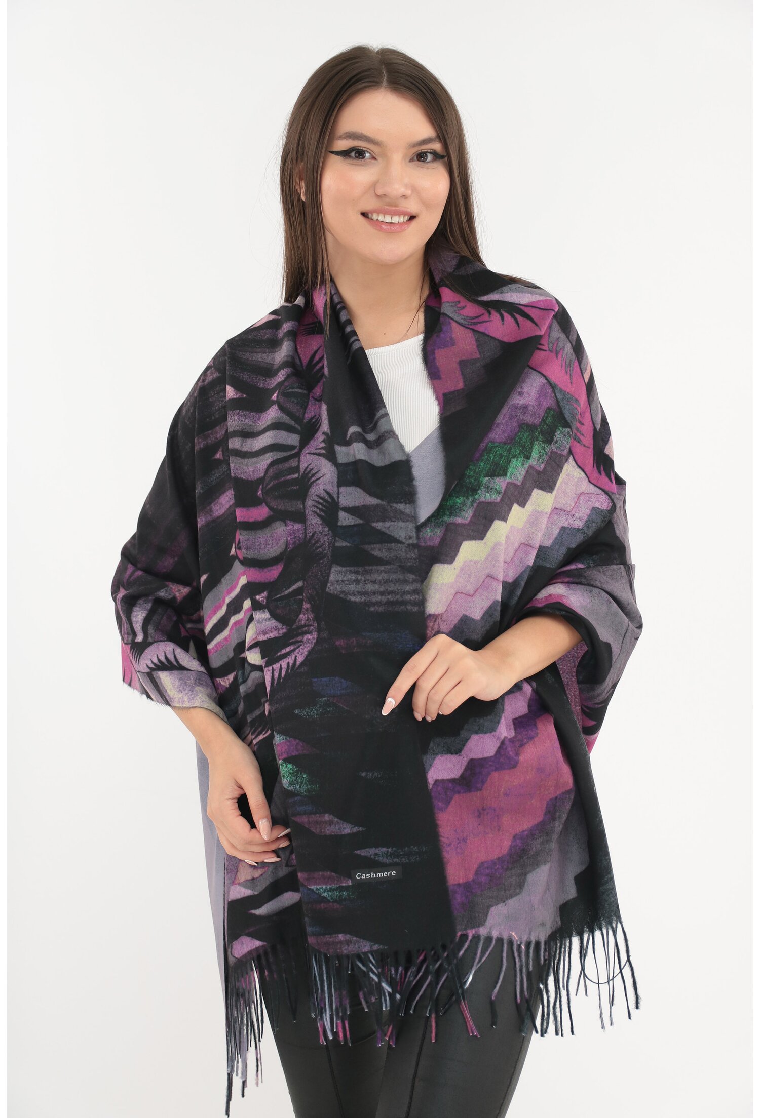 Sal din casmir cu imprimeu geometric mov