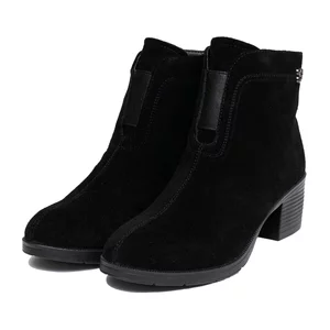 Botine damă casual din piele naturală, Pass Colection  - 4605 Negru Velur