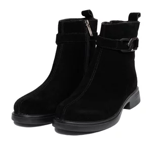 Botine damă casual din piele naturală, Pass Colection  - 4606 Negru Velur