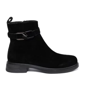 Botine damă casual din piele naturală, Pass Colection  - 4606 Negru Velur