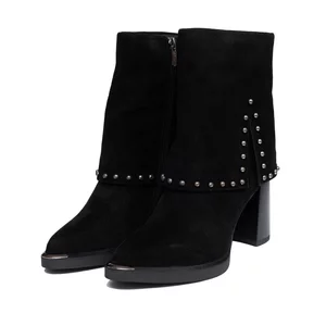 Botine damă, ciocate din piele naturală, Epica - 4600 Negru Velur