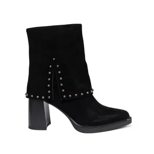 Botine damă, ciocate din piele naturală, Epica - 4600 Negru Velur