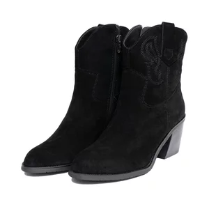 Botine damă, ciocate din piele naturală, Epica - 4603 Negru Velur